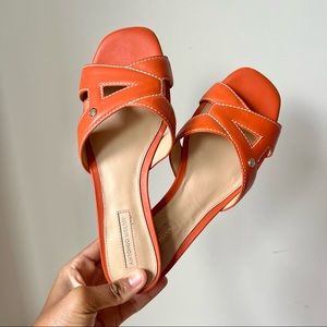 Antonio Melani Carrah Orange Leather Slip On Sandals